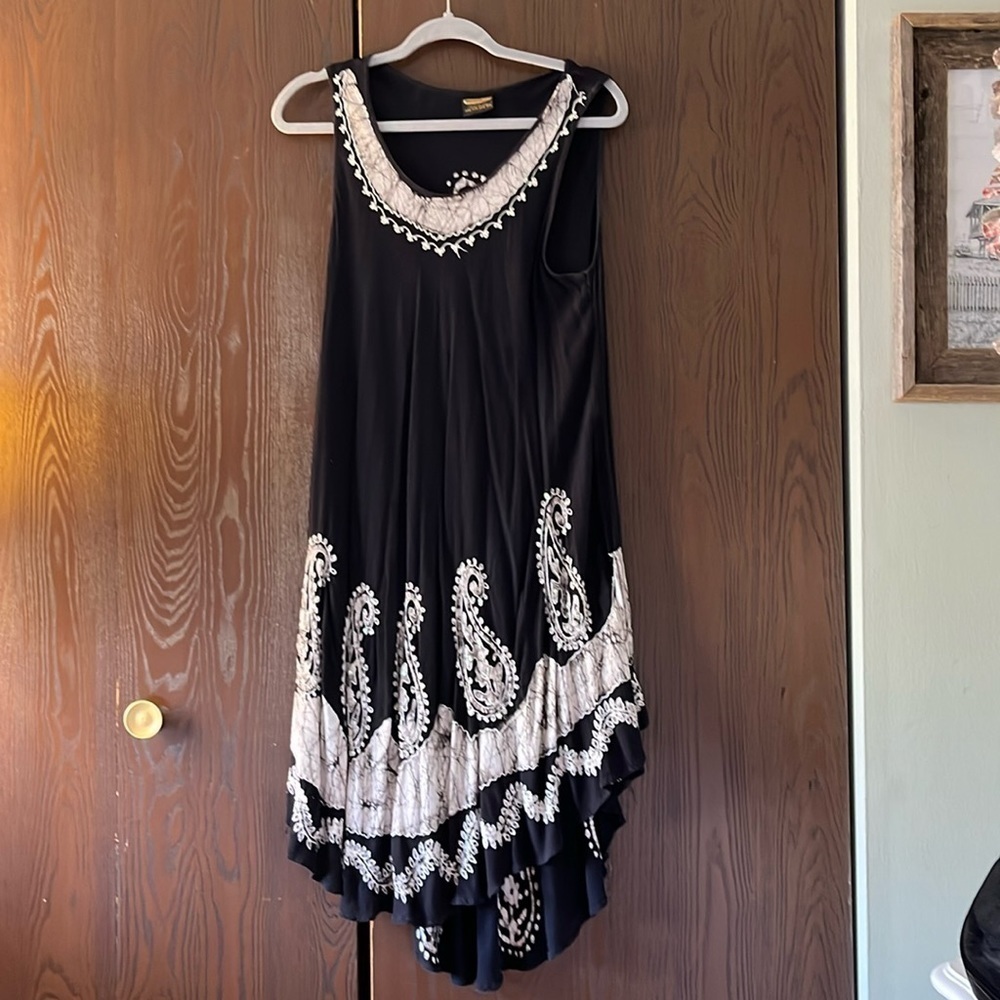 Rima black with gray bottom long sundress. Sleeveless and ons size fits all.